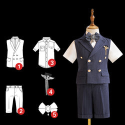 Boys Suit Vest Children's Dress Performance Costume Five-piece Suit