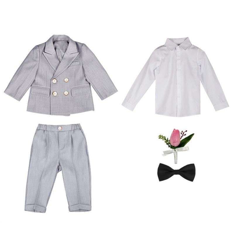 Boys Suit Baby Birthday Double-breasted Suit Five Piece Suit