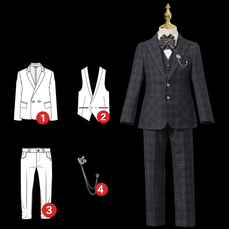 Children's Performance Suit Set Boys Wedding Suit Four Piece Set