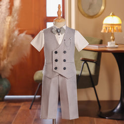 Boys Suit Birthday Suit Buttoned Vest Straight Pants