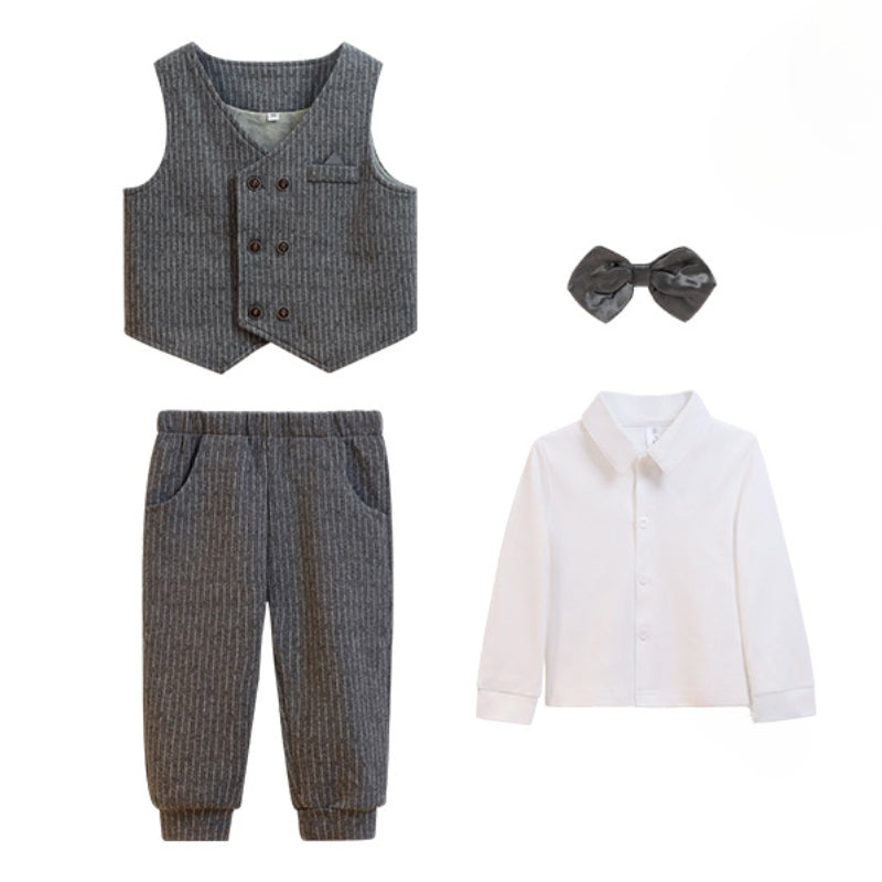 Boys Formal Baby Striped Performance Costume Four-piece Suit