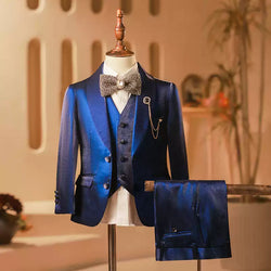 Boys Dark Blue Suit Costume with Brooch