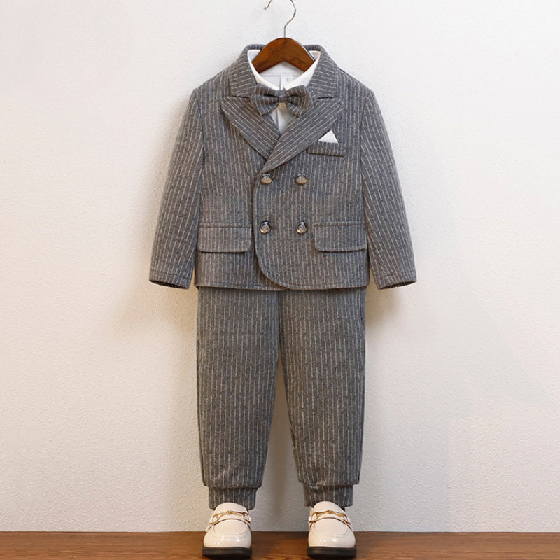 Boys Formal Baby Striped Performance Costume Four-piece Suit