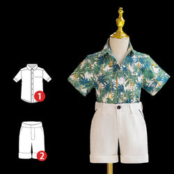 Boys Fashion Floral Shirt Short Sleeve Suit Summer Beach Set