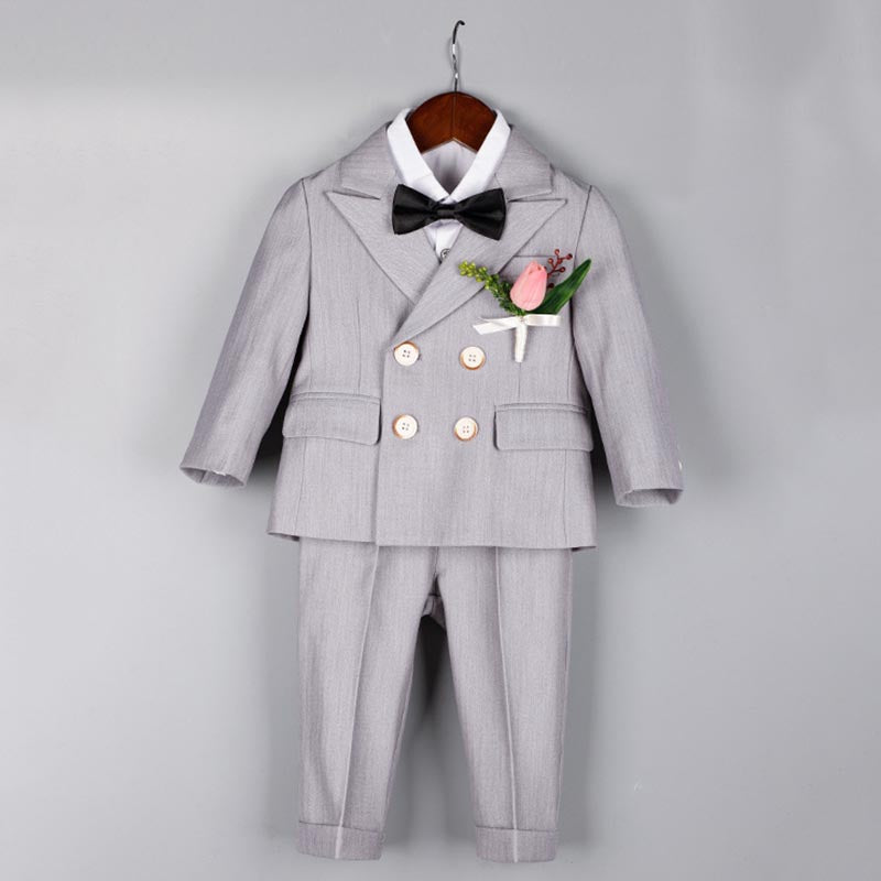 Boys Suit Baby Birthday Double-breasted Suit Five Piece Suit