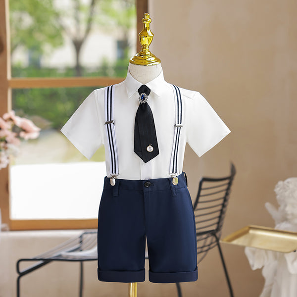 Children's Short-sleeved Shirt with Shorts Suit Boys Birthday Suit