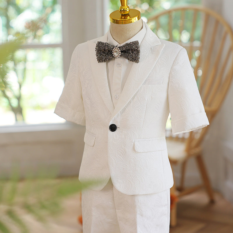 Boys' Summer White Performance Suit Three-piece Suit