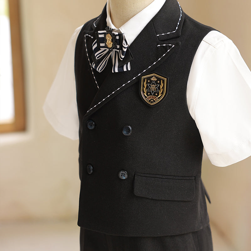 Boys Summer Wedding Birthday Vest Suit Set