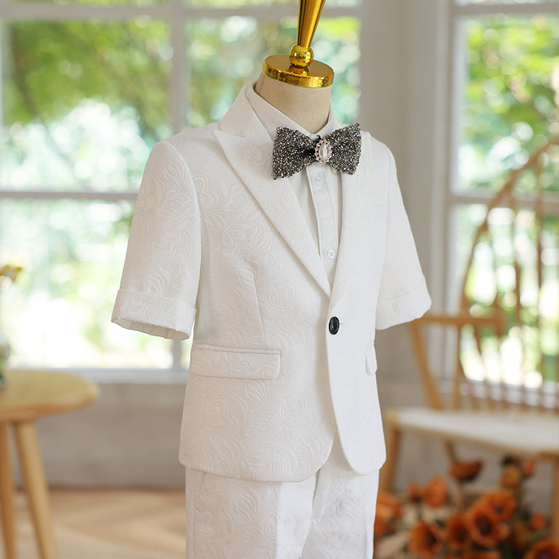 Boys' Summer White Performance Suit Three-piece Suit