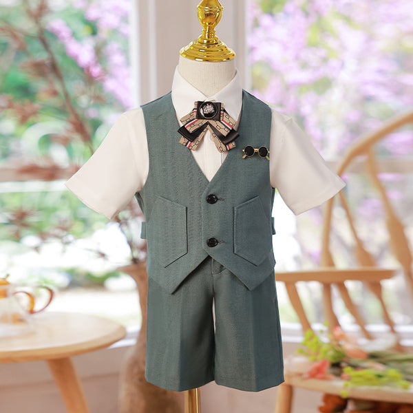 Summer Boys Wedding Birthday Costume Party Vest Suit