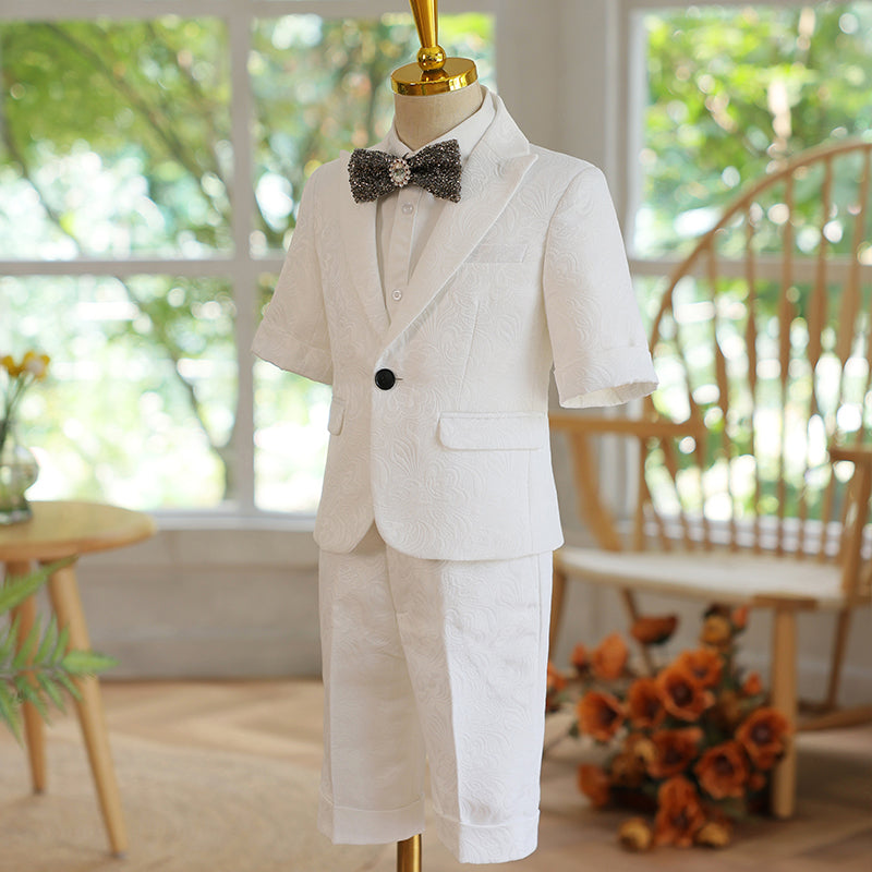 Boys' Summer White Performance Suit Three-piece Suit