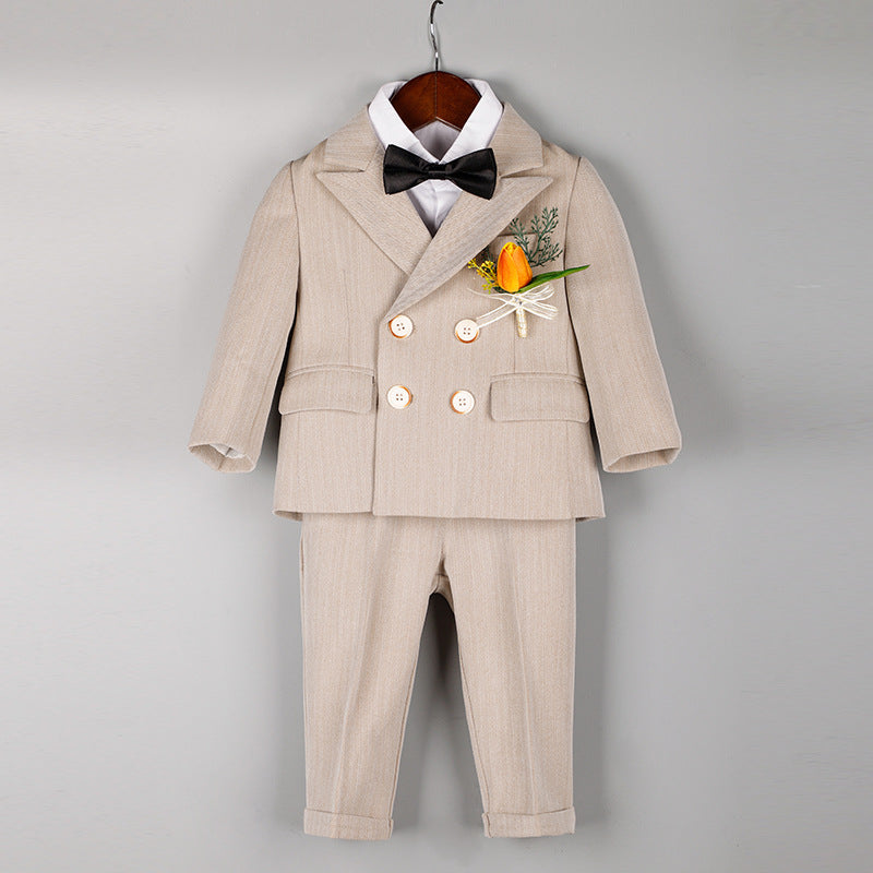 Boys Suit Baby Birthday Double-breasted Suit Five Piece Suit