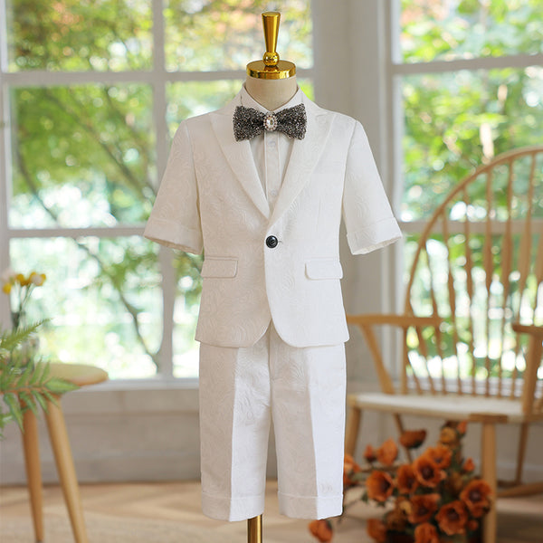 Boys' Summer White Performance Suit Three-piece Suit