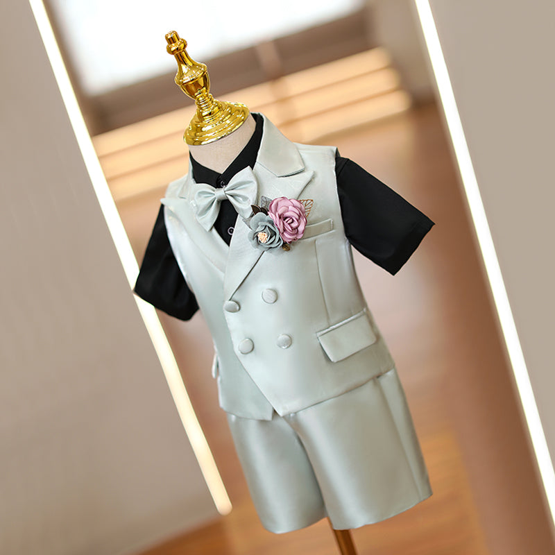 Boy Wedding Birthday Costume Vest Suit Set