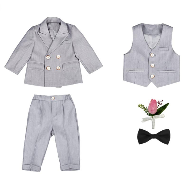 Boys Suit Baby Birthday Double-breasted Suit Five Piece Suit