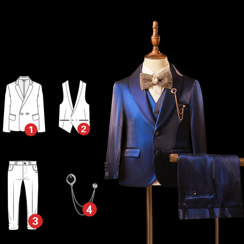 Boys Dark Blue Suit Costume with Brooch