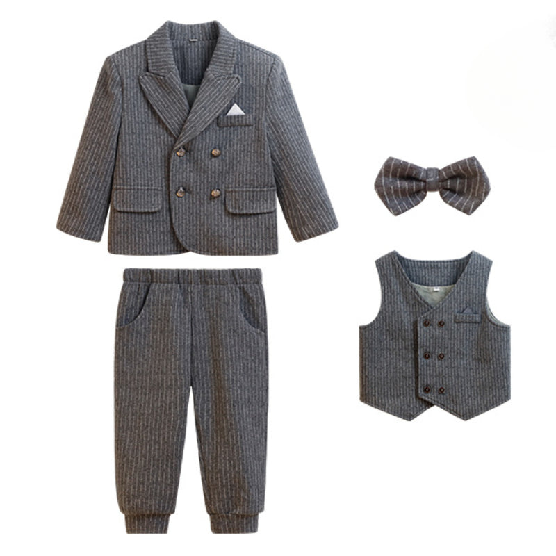 Boys Formal Baby Striped Performance Costume Four-piece Suit