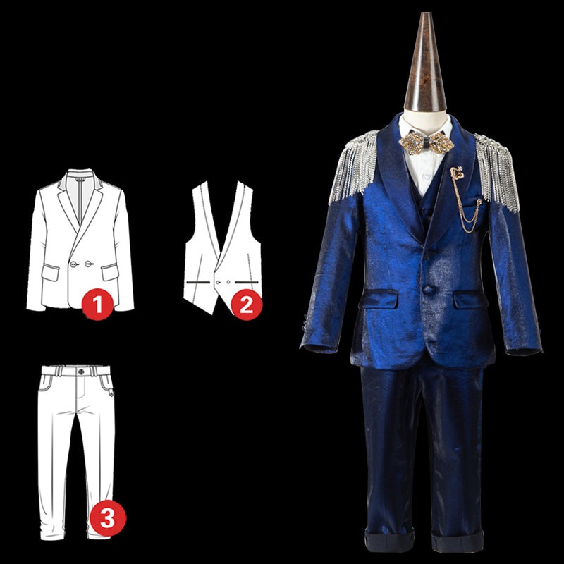 Boys Dark Blue Birthday Suit Wedding Elegant Suit