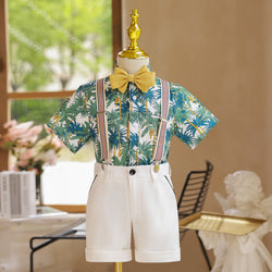 Boys Fashion Floral Shirt Short Sleeve Suit Summer Beach Set