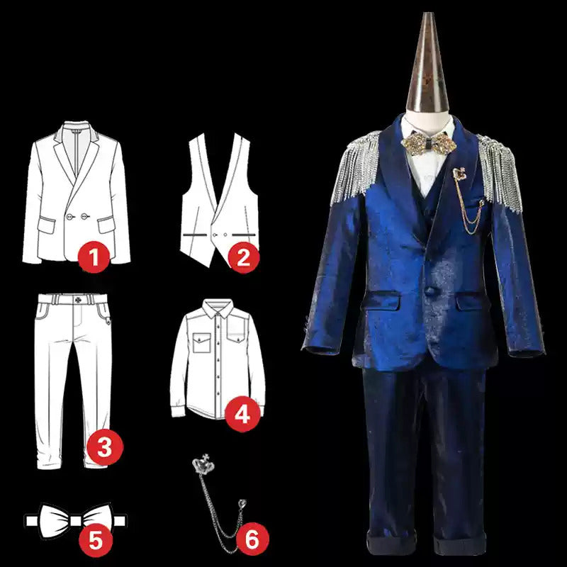 Boys Dark Blue Birthday Suit Wedding Elegant Suit