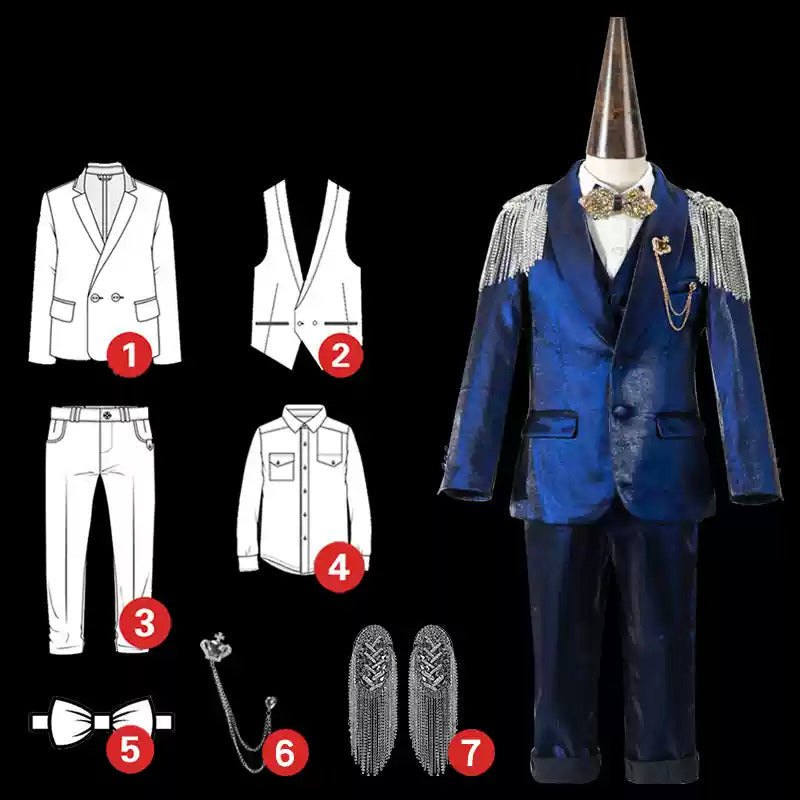 Boys Dark Blue Birthday Suit Wedding Elegant Suit