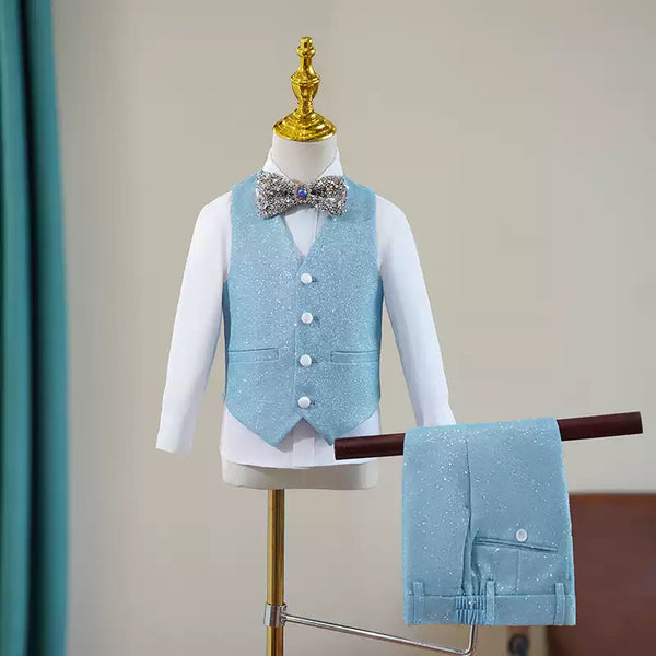 Boys Sky Blue Suit Set Birthday Suit Performance Costume