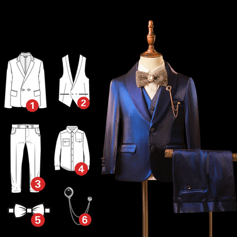 Boys Dark Blue Suit Costume with Brooch