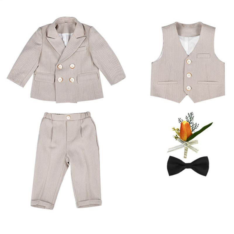 Boys Suit Baby Birthday Double-breasted Suit Five Piece Suit