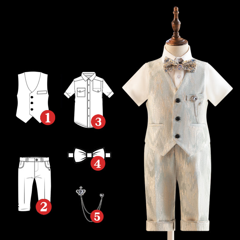 Boys Vest Performance Costume Children's Suit Set Five Piece Set