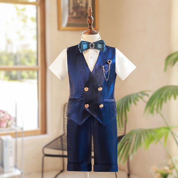 Boys Dress Short-sleeved Vest Children's Suit Set Boys Wedding Prom Set