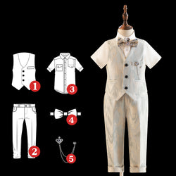 Boys Vest Performance Costume Children's Suit Set Five Piece Set